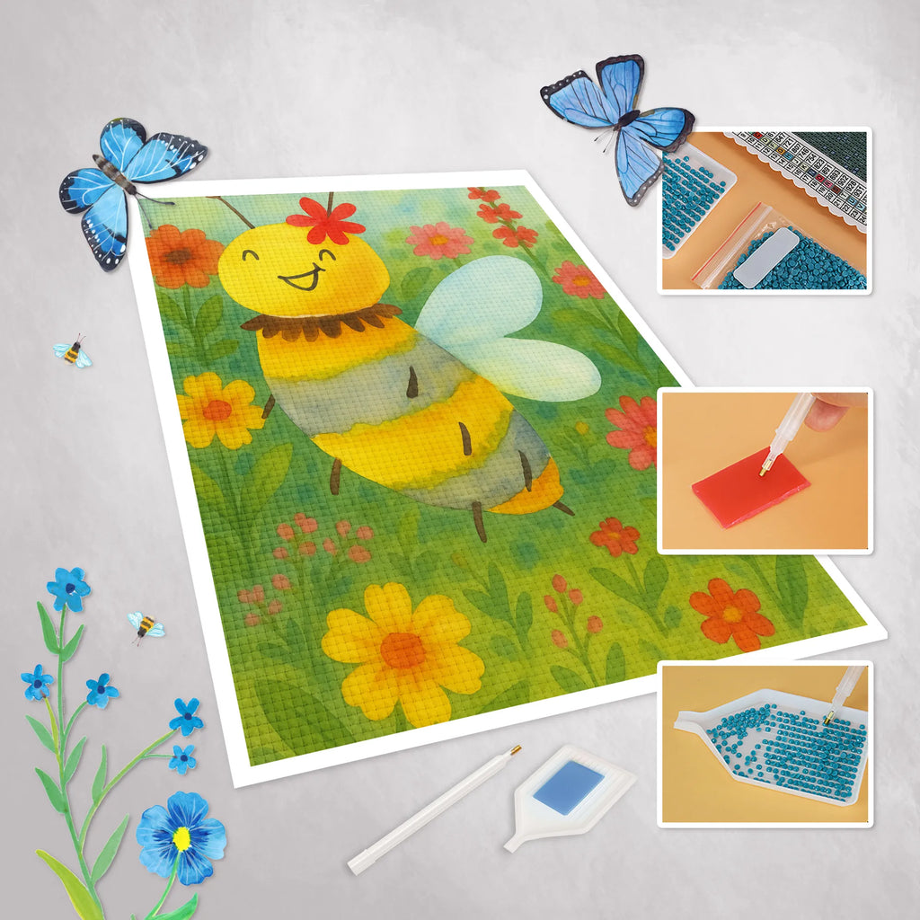 Diamond Painting bee flower Design Bee, wasp, bumblebee