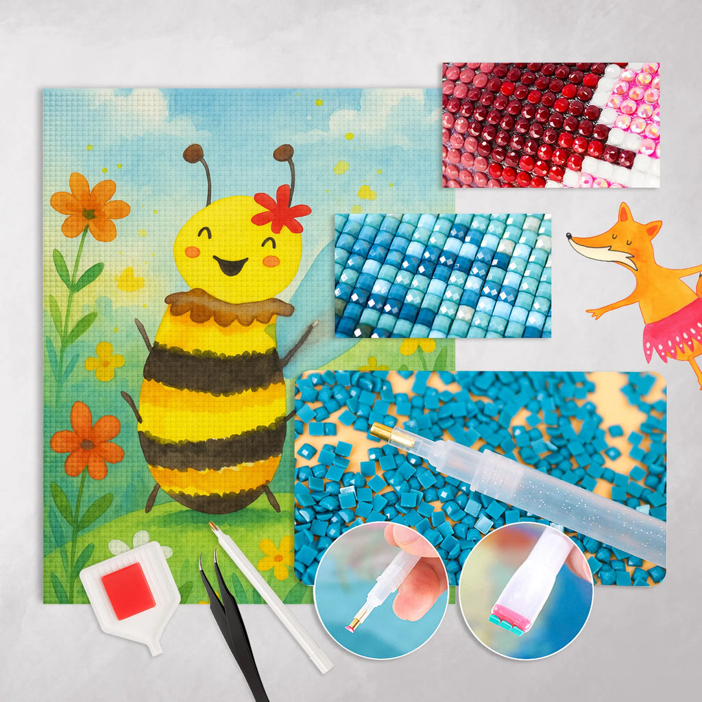 Diamond Painting bee happy Design Bee, wasp, bumblebee