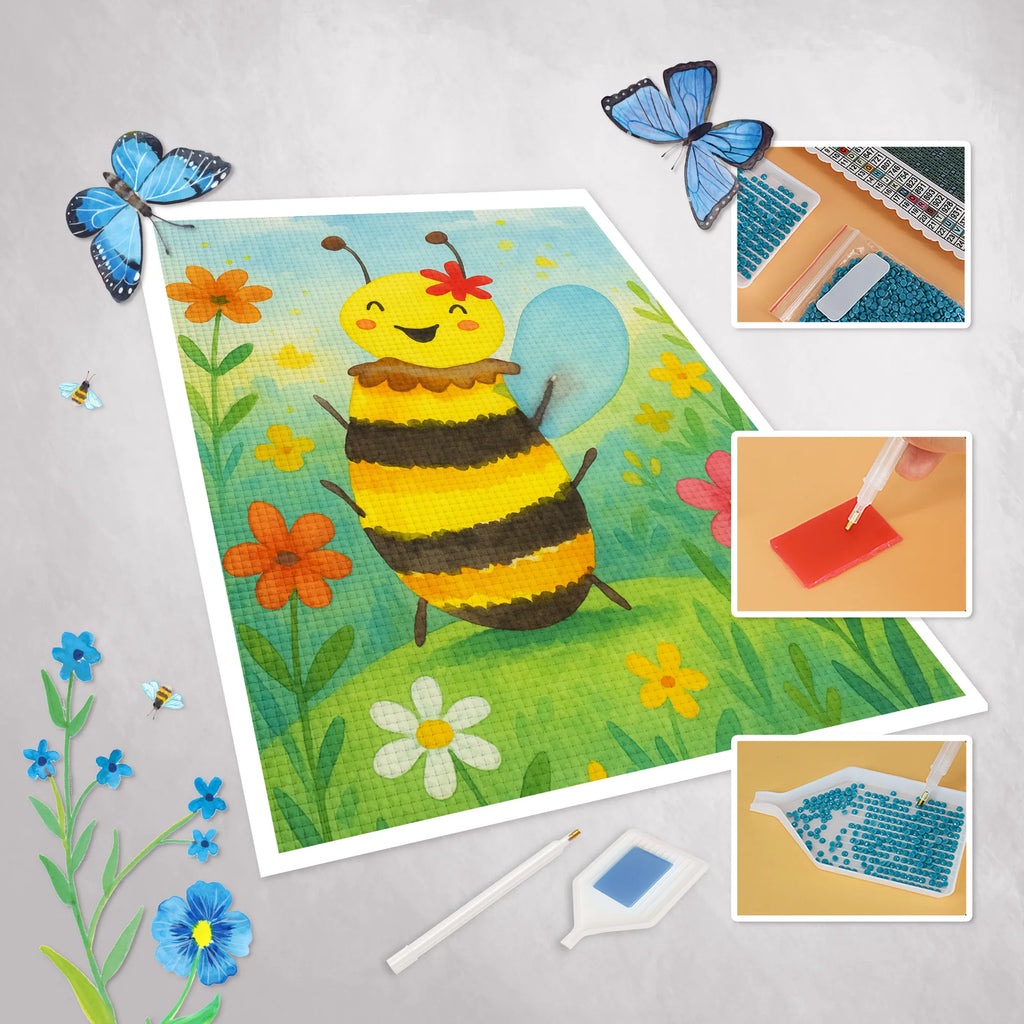 Diamond Painting bee happy Design Bee, wasp, bumblebee