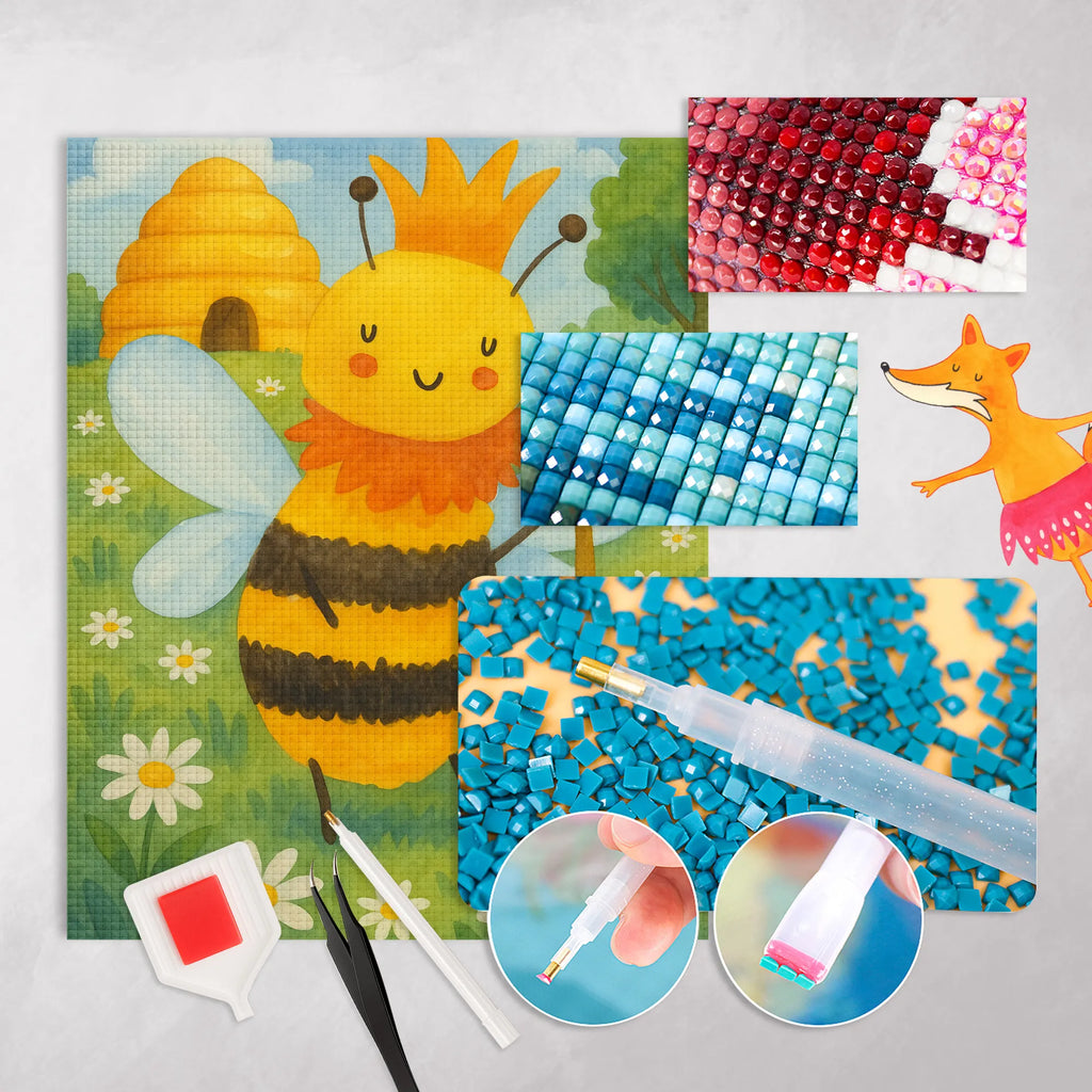 Diamond Painting Biene König Design Diamond Painting, DIY, Kreativität, Kristallbild, Biene, Wespe, Hummel