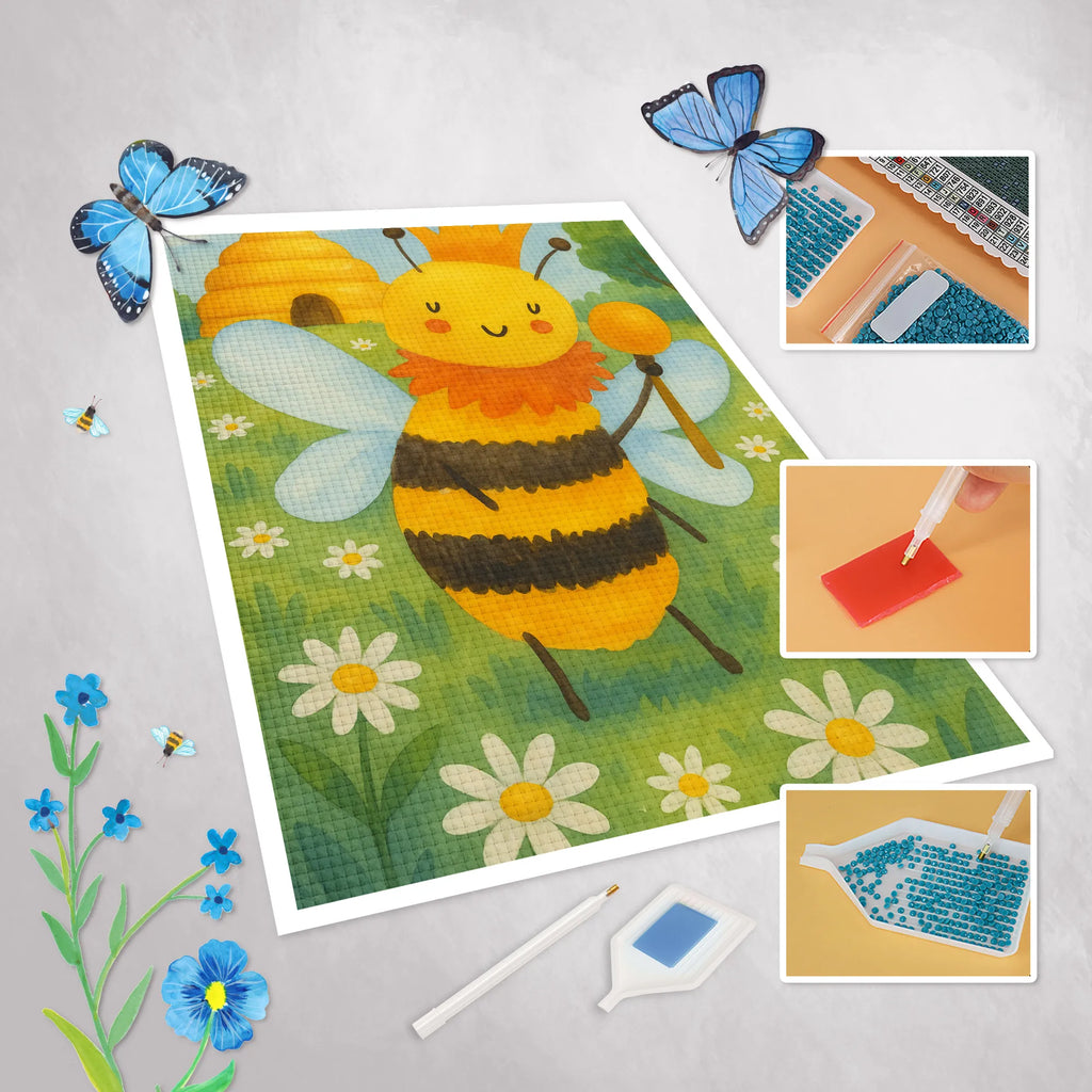 Diamond Painting Biene König Design Diamond Painting, DIY, Kreativität, Kristallbild, Biene, Wespe, Hummel