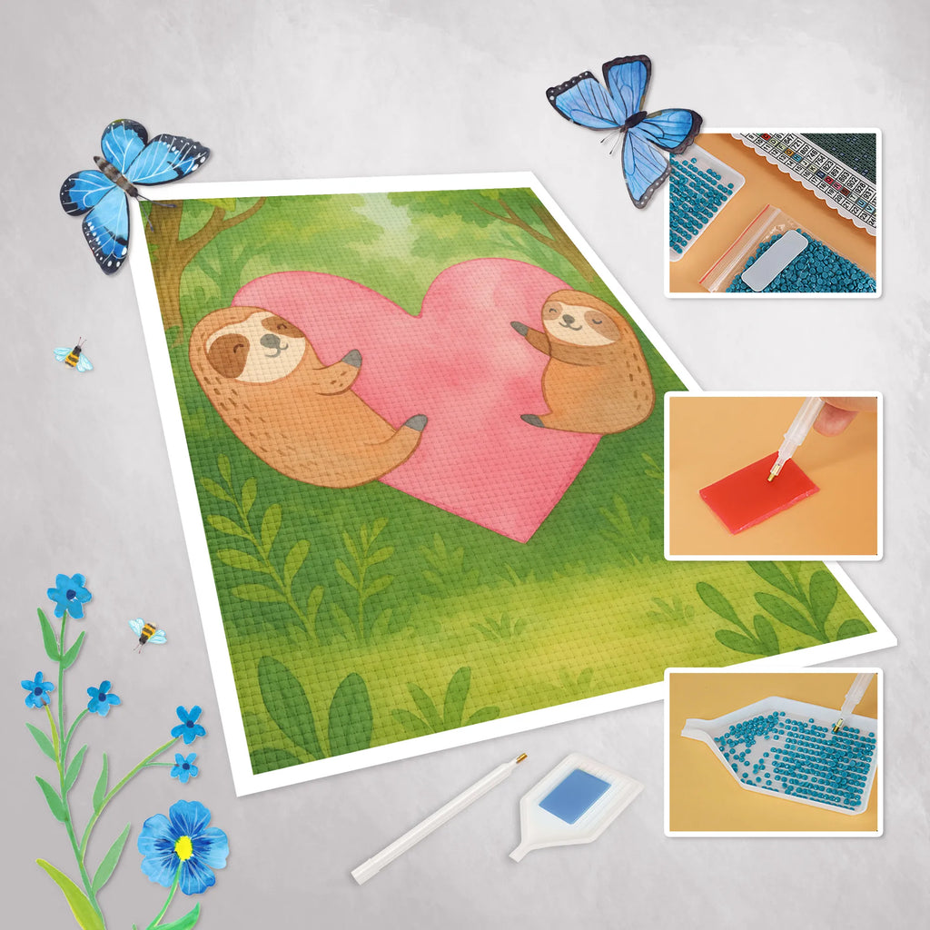 Obraz diamentowy leniwce Serce Design Miłość, partner, przyjaciel, przyjaciółka, mąż, żona, wesele, zaręczyny, prośba o rękę, prezent miłosny, rocznica, dzień ślubu