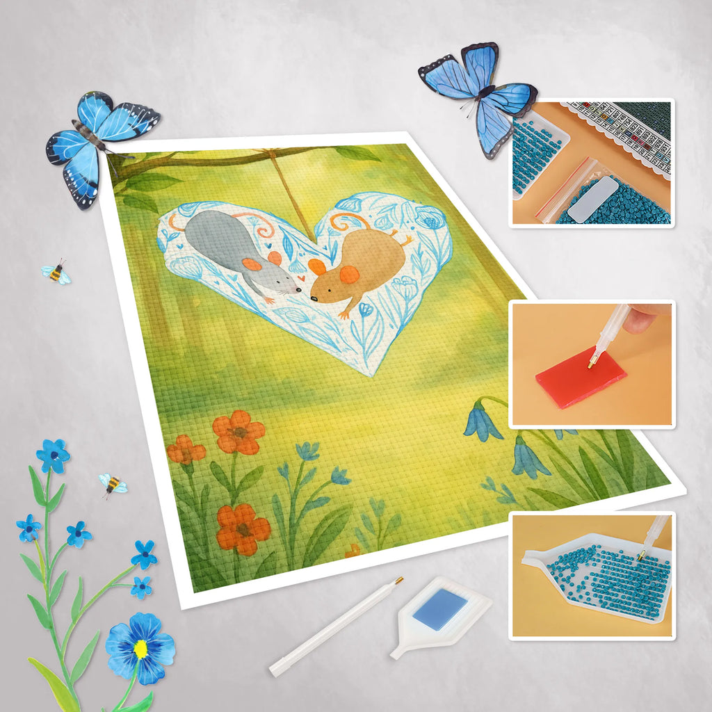 Diamond Painting Mice heart Design Love, Loving, Two, Together, Marriage, Engagement, Proposal of marriage, Love gift, gift for her, gift for him, anniversary gift, engagement, anniversary, love message, love gift, mouse, proof of love, love, mice, gift for two, togetherness, favourite person, wedding