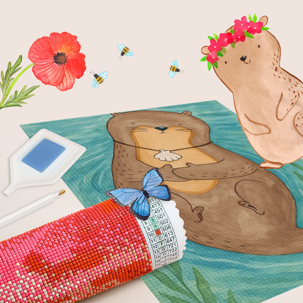 Diamond Painting Otter Muschel Design Diamond Painting, Kristallbild, DIY, Kreativität, Otter, Fischotter, Seeotter, grübeln, Büro, Otterliebe, träumen, Motivation, Tagträumen