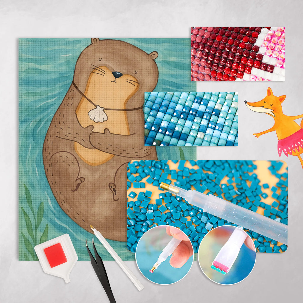 Diamond Painting Otter Muschel Design Diamond Painting, Kristallbild, DIY, Kreativität, Otter, Fischotter, Seeotter, grübeln, Büro, Otterliebe, träumen, Motivation, Tagträumen