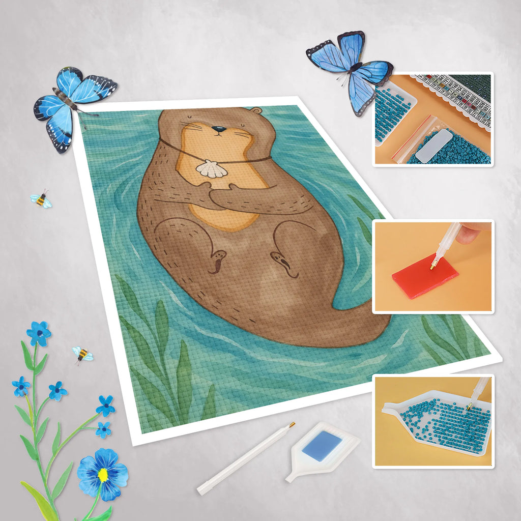 Diamond Painting Otter Muschel Design Diamond Painting, Kristallbild, DIY, Kreativität, Otter, Fischotter, Seeotter, grübeln, Büro, Otterliebe, träumen, Motivation, Tagträumen