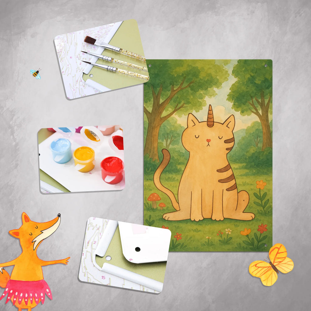 Metalowy szyld do malowania po numerach jednorożec kot Design Jednorożec, jednorożce, dekoracje jednorożca, jednorożec