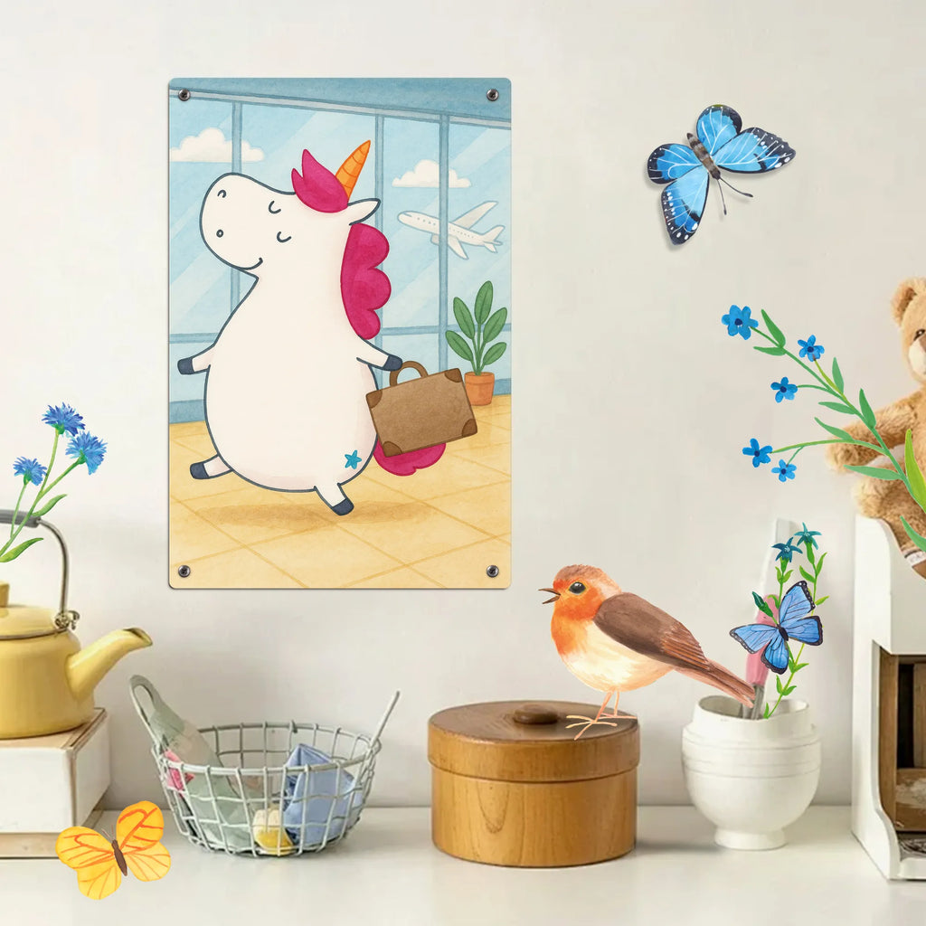 Metalowy szyld do malowania po numerach Jednorożec walizka Design Jednorożec, jednorożce, dekoracje jednorożca, jednorożec