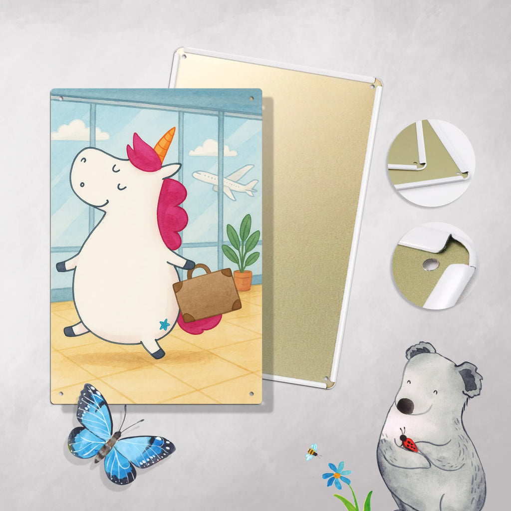 Metalowy szyld do malowania po numerach Jednorożec walizka Design Jednorożec, jednorożce, dekoracje jednorożca, jednorożec