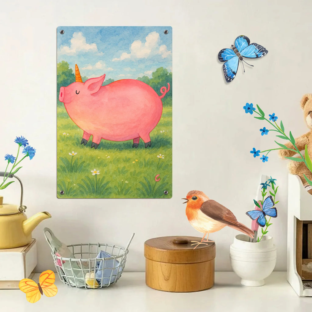 Metalowy szyld do malowania po numerach jednorożec świnia Design Jednorożec, jednorożce, dekoracje jednorożca, jednorożec