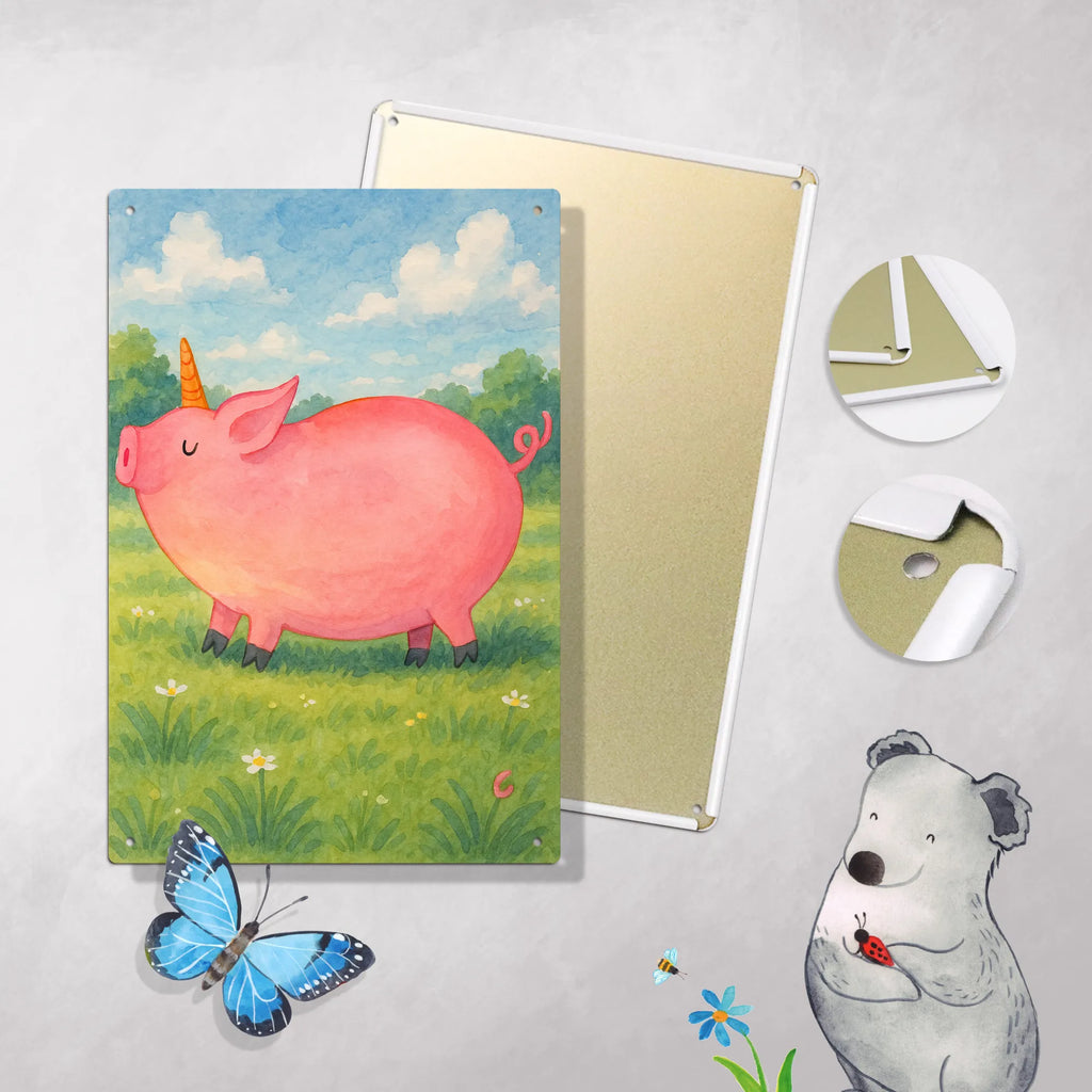 Metalowy szyld do malowania po numerach jednorożec świnia Design Jednorożec, jednorożce, dekoracje jednorożca, jednorożec