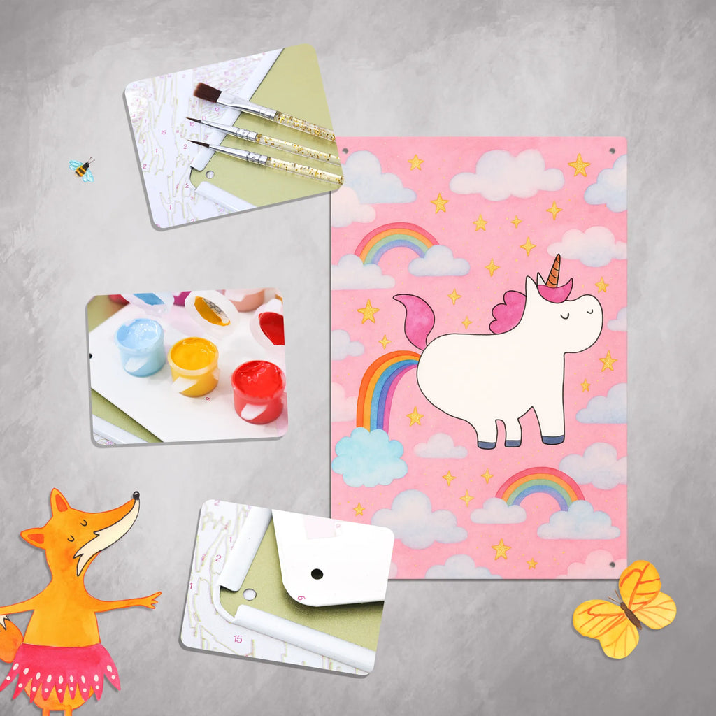 Metalowy szyld do malowania po numerach Jednorożec puszczać bąki Design Jednorożec, jednorożce, dekoracje jednorożca, jednorożec