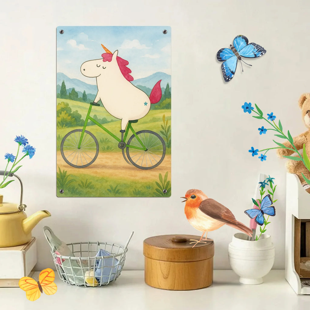 Metalowy szyld do malowania po numerach Jednorożec Rowerzysta Design Jednorożec, jednorożce, dekoracje jednorożca, jednorożec