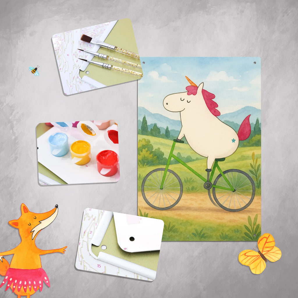 Metalowy szyld do malowania po numerach Jednorożec Rowerzysta Design Jednorożec, jednorożce, dekoracje jednorożca, jednorożec