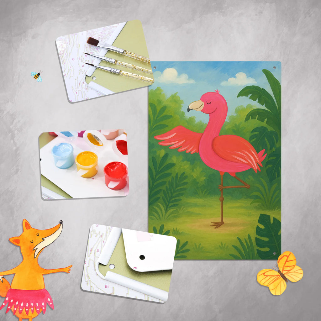Metalowy szyld do malowania po numerach Flamingo joga Design Flamingo