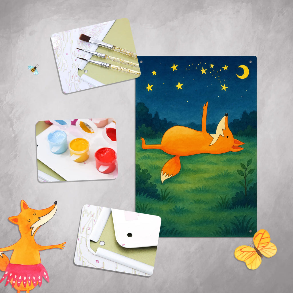 Paint by Numbers Metal Sign Fox Stars Design fox, foxes, forest wildlife, clever as a fox, animal lover, Always Look on the Bright Side of Life, Saying positive, words of consolation, Saying beautiful, Fox, Romance