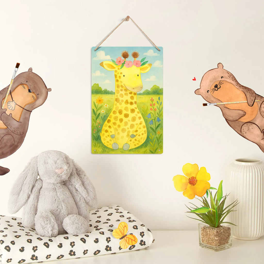 Metalowy szyld do malowania po numerach żyrafa Wieniec kwiatów Design Afryka, dzikie zwierzęta