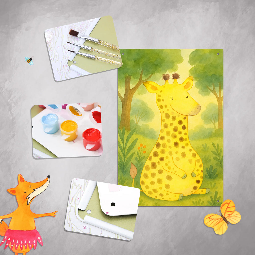 Metalowy szyld do malowania po numerach żyrafa Zadowolony Design Afryka, dzikie zwierzęta