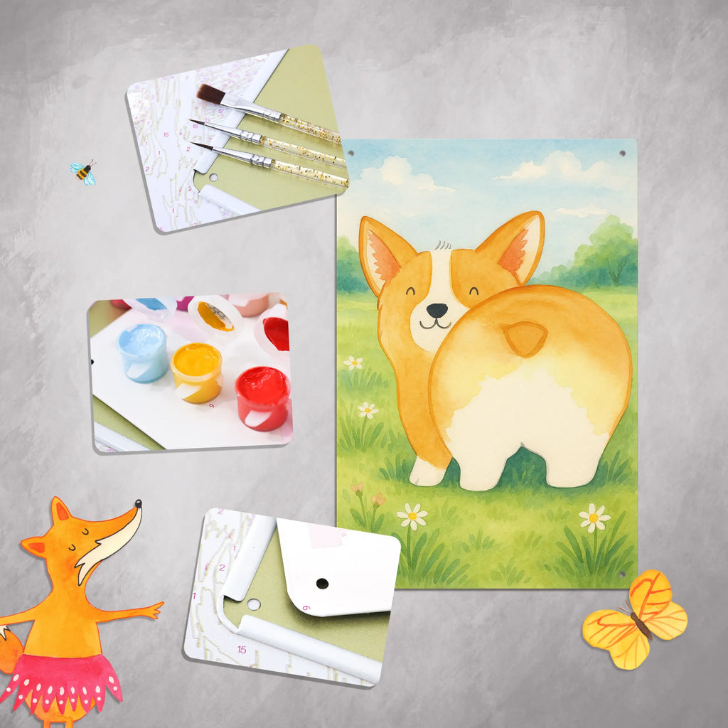 Malen nach Zahlen Metallschild Corgi Po Design Kunstwerk, Bastelidee, Baseln, Malen nach Zahlen, Malen, Künstler, DIY, Kreativität, Ausmalbild, Hund, Hundemotiv, Haustier, Hunderasse, Tierliebhaber, Hundebesitzer, Sprüche, Corgie, Hundeliebe, Spruch, Motivation, Selbstliebe