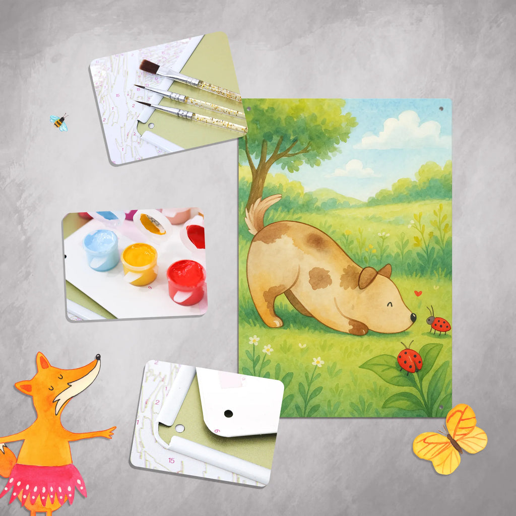 Metalowy szyld do malowania po numerach pies biedronka Design Pies, motyw psa, zwierzę domowe, rasa psa, miłośnik zwierząt, właściciel psa, powiedzenia