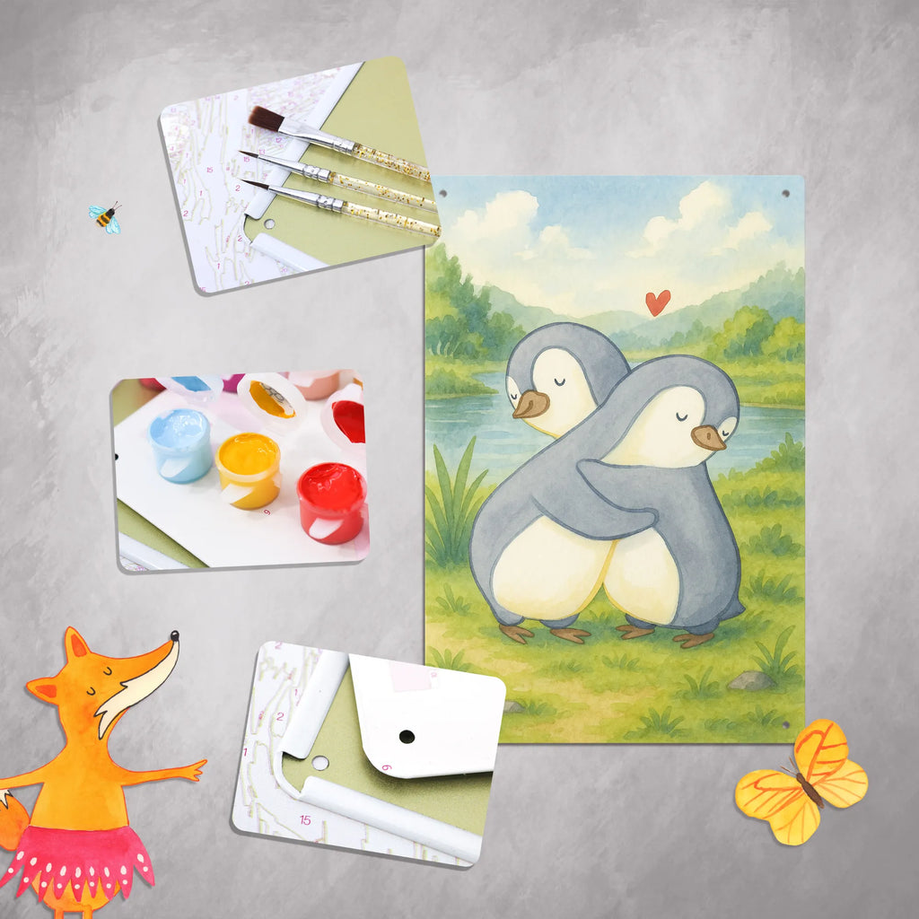 Malen nach Zahlen Metallschild Pinguine Kuscheln Design Ausmalbild, Kunstwerk, DIY, Bastelidee, Malen, Kreativität, Malen nach Zahlen, Baseln, Künstler, Liebe, Partner, Freund, Freundin, Ehemann, Ehefrau, Heiraten, Verlobung, Heiratsantrag, Liebesgeschenk, Jahrestag, Hocheitstag, Valentinstag, Liebesbeweis, Mitbringsel, für Ehemann, Geschenk für Freundin, Geschenk für Partner, Geschenk für Frauen, für Männer, Hochzeitstag