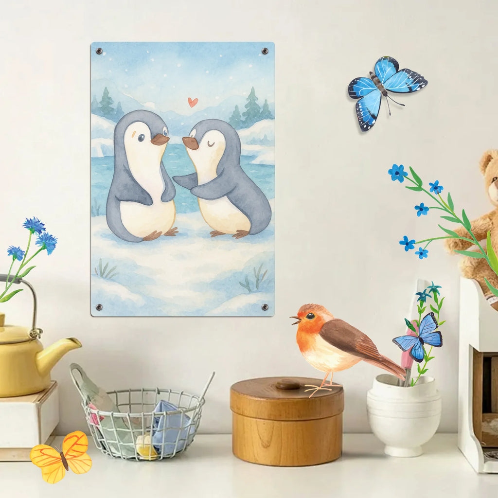 Metalowy szyld do malowania po numerach pingwiny pocieszyć Design Miłość, partner, przyjaciel, przyjaciółka, mąż, żona, wesele, zaręczyny, prośba o rękę, prezent miłosny, rocznica, dzień ślubu