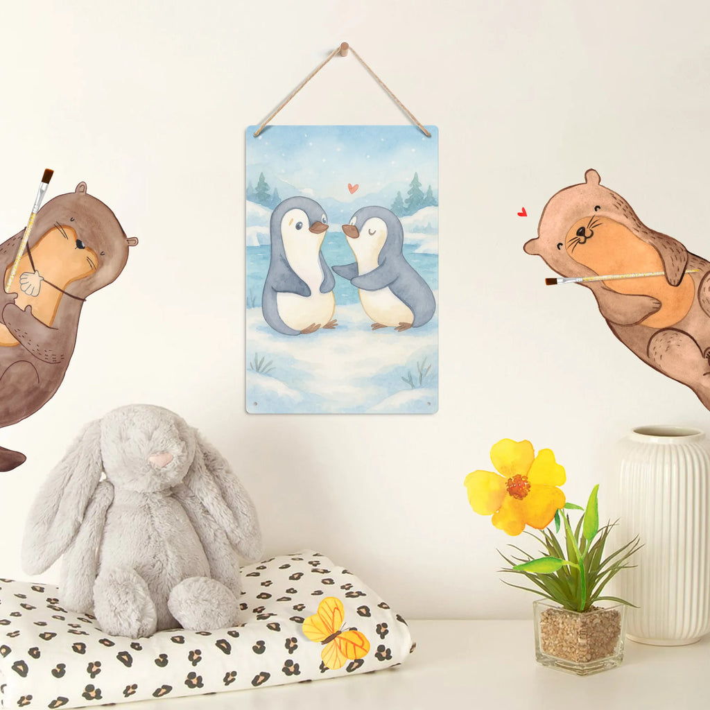 Metalowy szyld do malowania po numerach pingwiny pocieszyć Design Miłość, partner, przyjaciel, przyjaciółka, mąż, żona, wesele, zaręczyny, prośba o rękę, prezent miłosny, rocznica, dzień ślubu