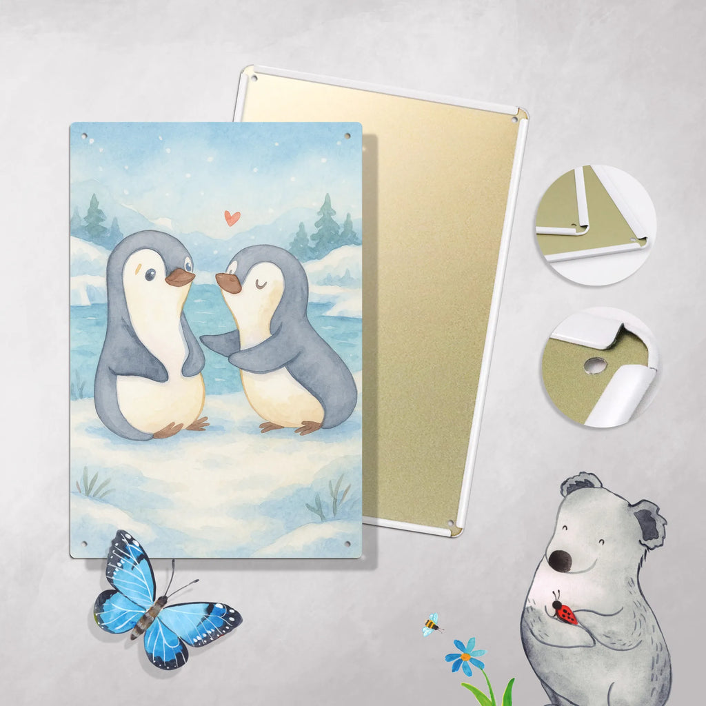 Metalowy szyld do malowania po numerach pingwiny pocieszyć Design Miłość, partner, przyjaciel, przyjaciółka, mąż, żona, wesele, zaręczyny, prośba o rękę, prezent miłosny, rocznica, dzień ślubu