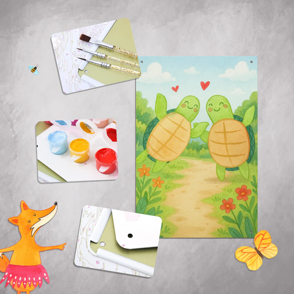 Metalowy szyld do malowania po numerach żółwie para Design Miłość, partner, przyjaciel, przyjaciółka, mąż, żona, wesele, zaręczyny, prośba o rękę, prezent miłosny, rocznica, dzień ślubu