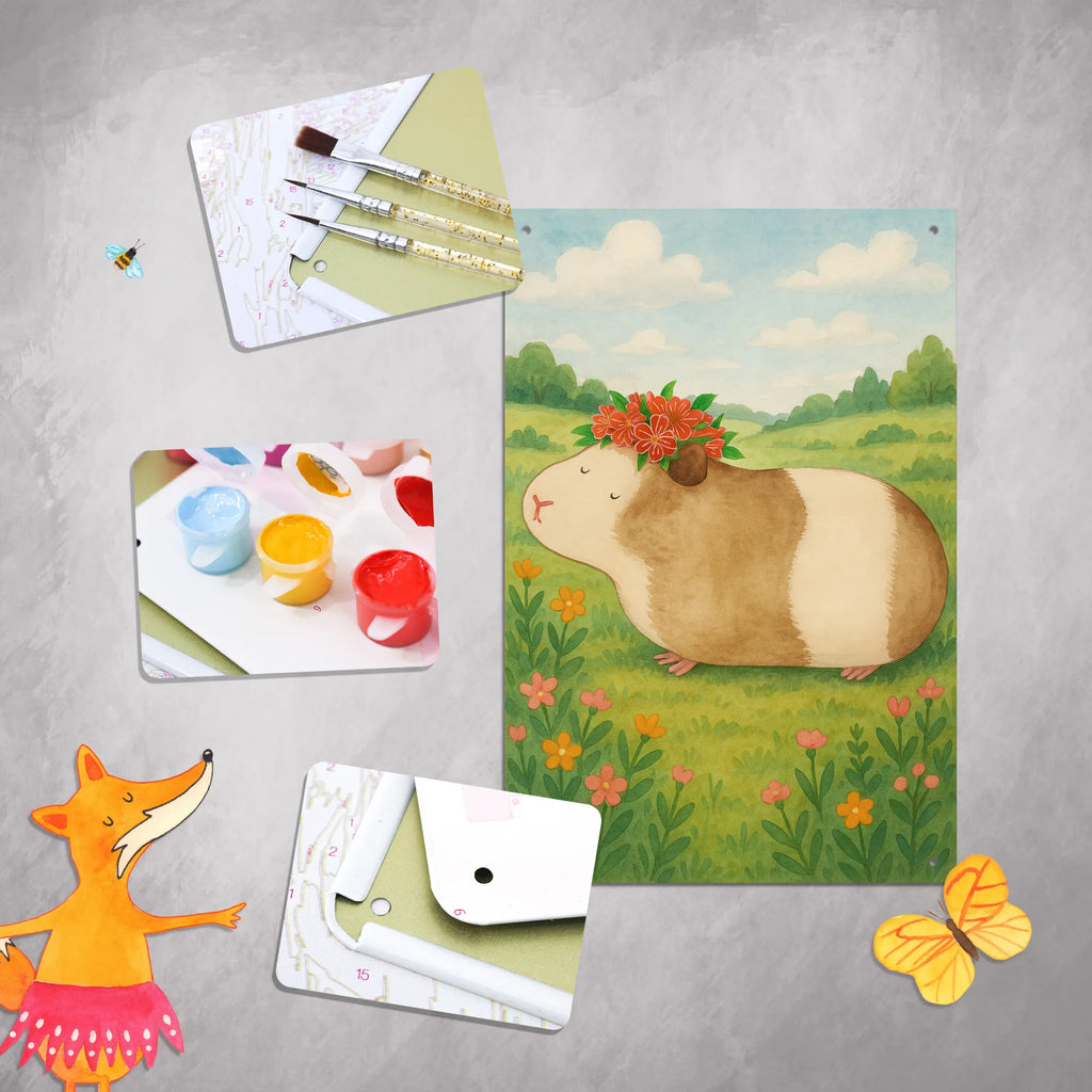 Paint by Numbers Metal Sign Guinea pig wisdom Design small animals, cute, funny, cute animal motives, hand drawn, small world, funny sayings, good mood, happy, gifts, gift ideas, special gifts, animal lover, card, saying, guinea pig, wonderland, wonder, flower child, meerie, motivation, Meeries, reality, wisdom