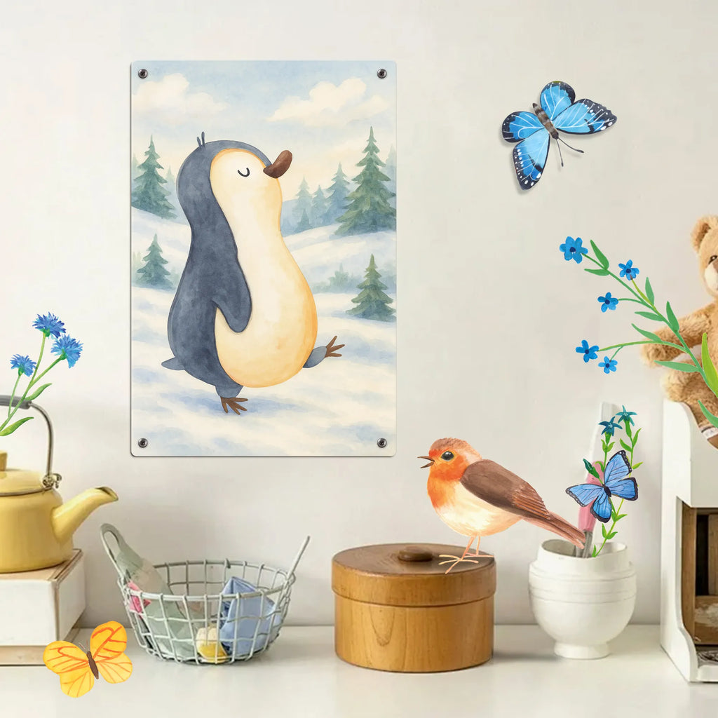 Metalowy szyld do malowania po numerach Pingwin maszerować Design Pinguin