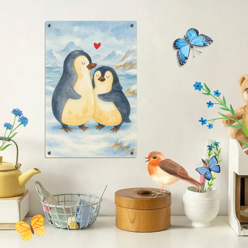 Metalowy szyld do malowania po numerach Pingwin przytulać Design Pinguin