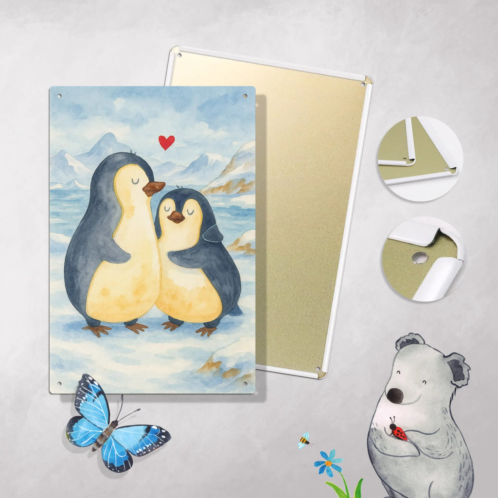 Metalowy szyld do malowania po numerach Pingwin przytulać Design Pinguin