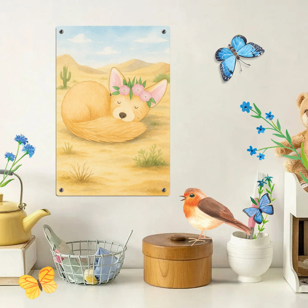 Metalowy szyld do malowania po numerach lis pustynny kwiaty Design Afryka, dzikie zwierzęta