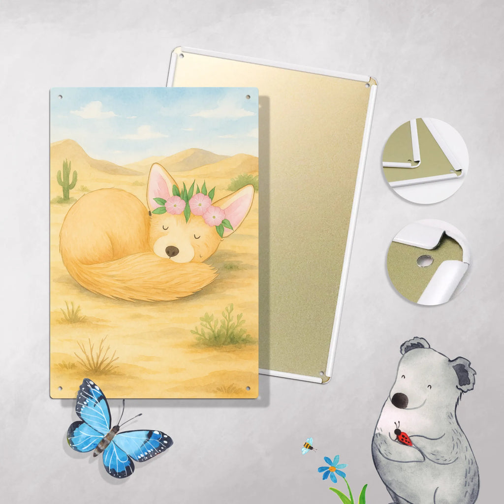 Metalowy szyld do malowania po numerach lis pustynny kwiaty Design Afryka, dzikie zwierzęta