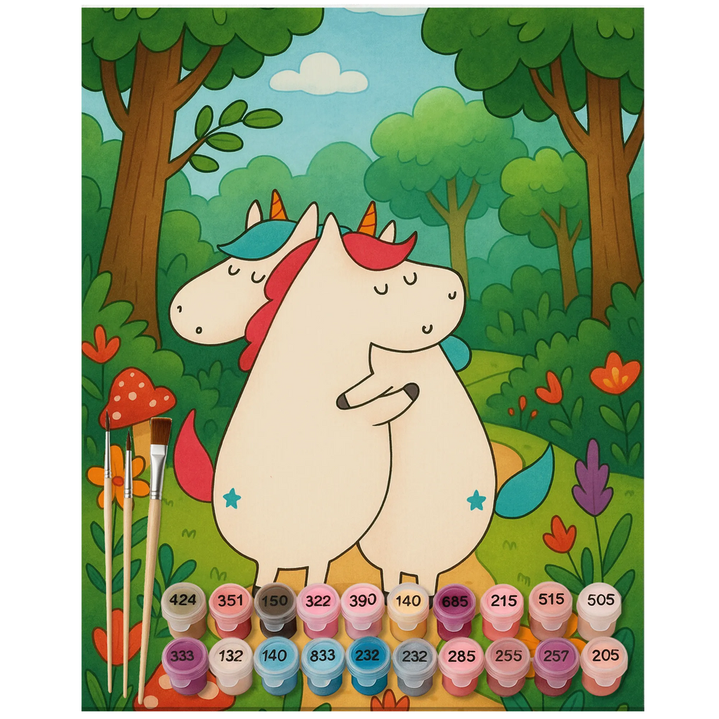 Paint by Numbers unicorns Embrace Design Kunstwerk, Malen nach Zahlen, Baseln, Ausmalbild, Kreativität, Malen, DIY, Künstler, Bastelidee, Einhorn, Einhörner, Einhorn Deko, Unicorn, BFF, Geschwister, Familie, Sister, Freundinnen, Schwester, Schwestern, Freundin, Liebe