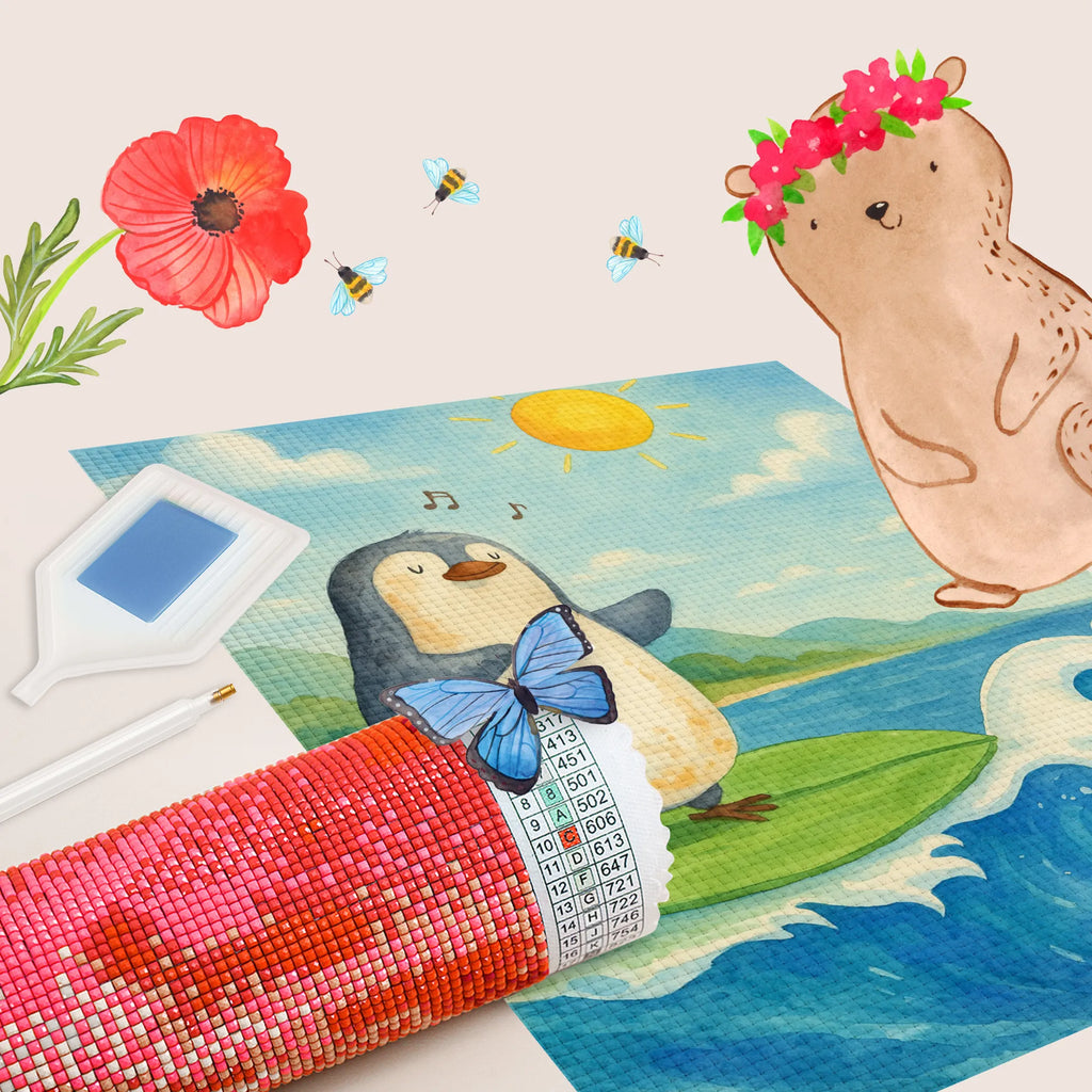 Diamond Painting Penguin surfer Design Penguin, North Pole, Winter, Penguins, surfing, Portugal, Hawaii, holidays, wave riding, waves, surfers, penguins