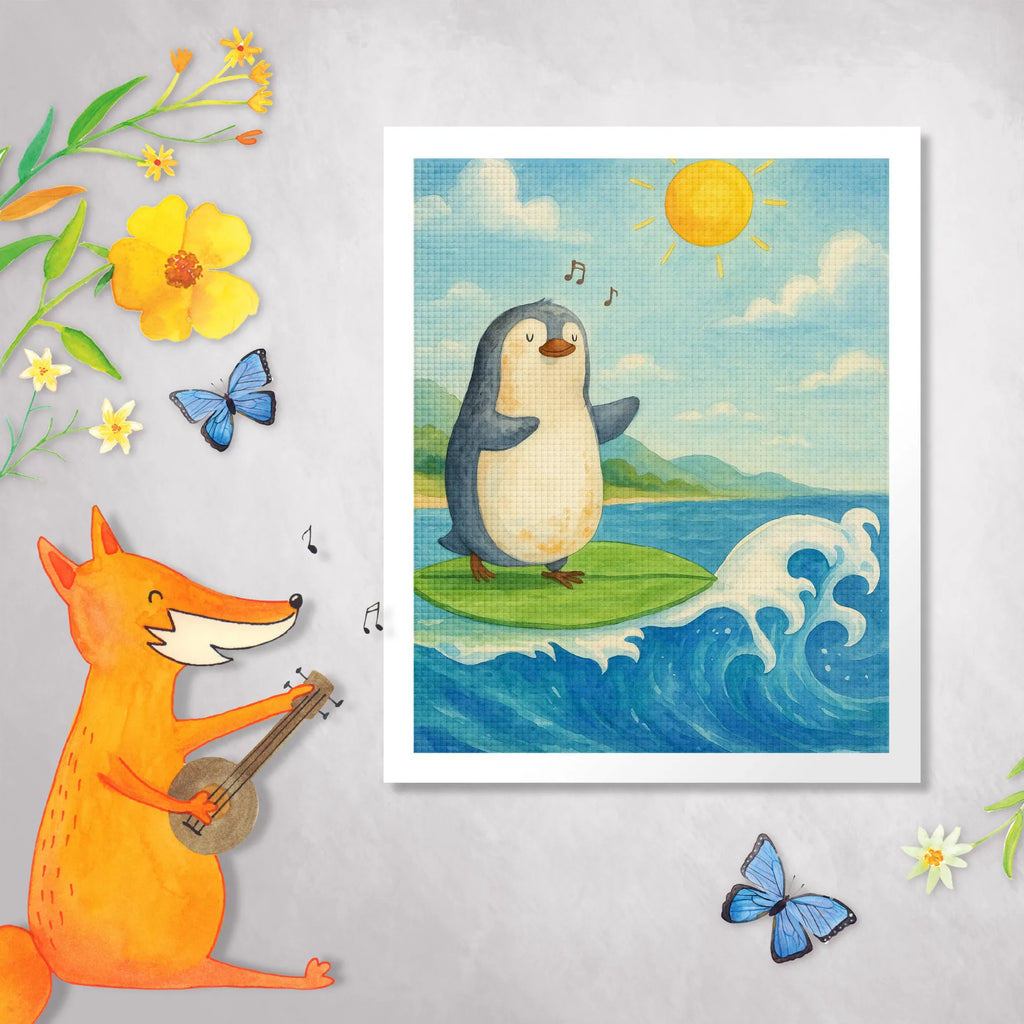 Diamond Painting Penguin surfer Design Penguin, North Pole, Winter, Penguins, surfing, Portugal, Hawaii, holidays, wave riding, waves, surfers, penguins
