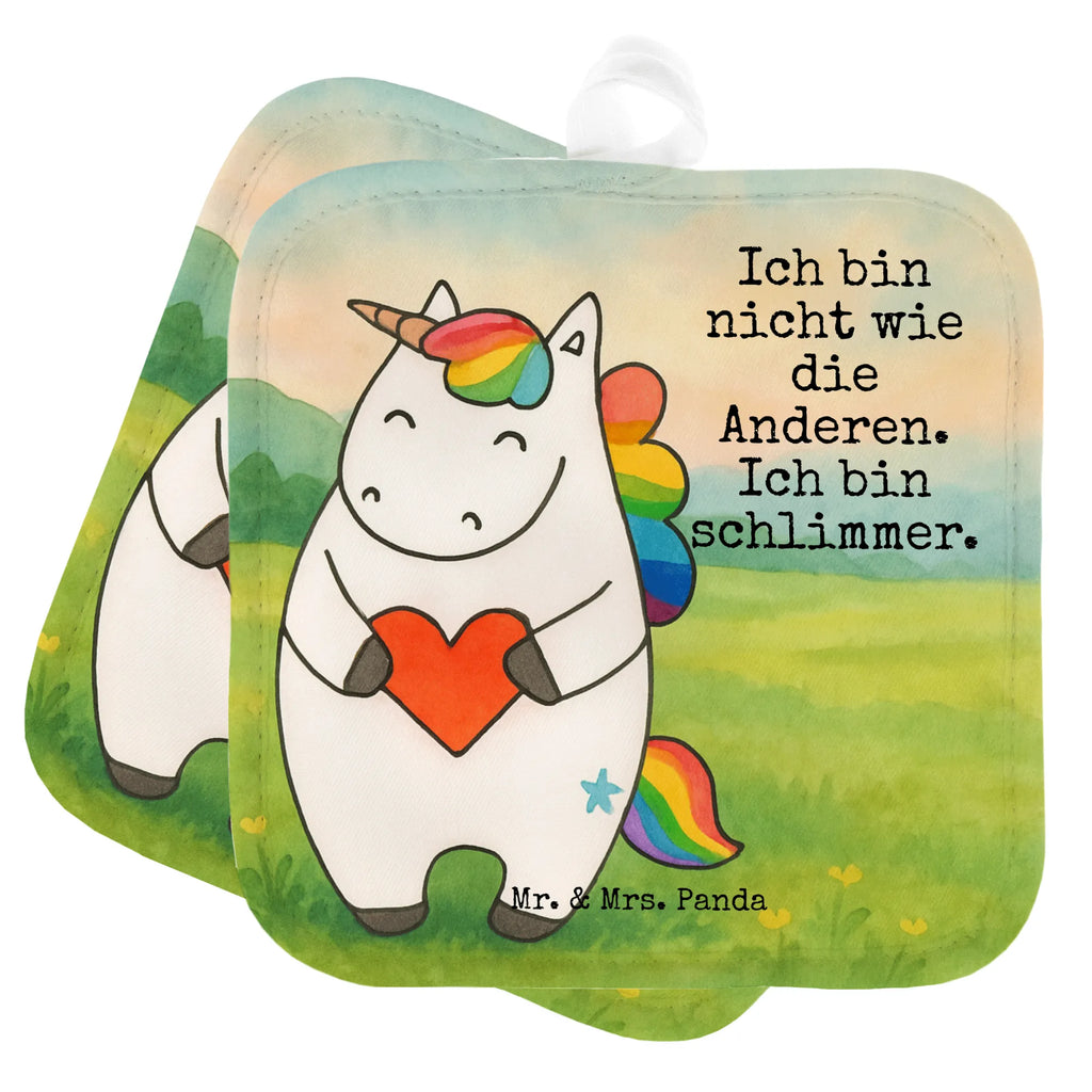 2er Set Topflappen  Einhorn Herz Design Topflappen, Topfuntersetzer, Ofenhandschuh, Topflappen Set, Topflappen lustig, Topflappen mit Spruch, Ofenhandschuhe, Topfhandschuhe, Topfhandschuh, Topflappenset, Topflappen 2er Set, Schöne Topflappen, Einhorn, Einhörner, Einhorn Deko, Unicorn, Herz, schlimm, böse, witzig, lustig, Freundin, anders, bunt