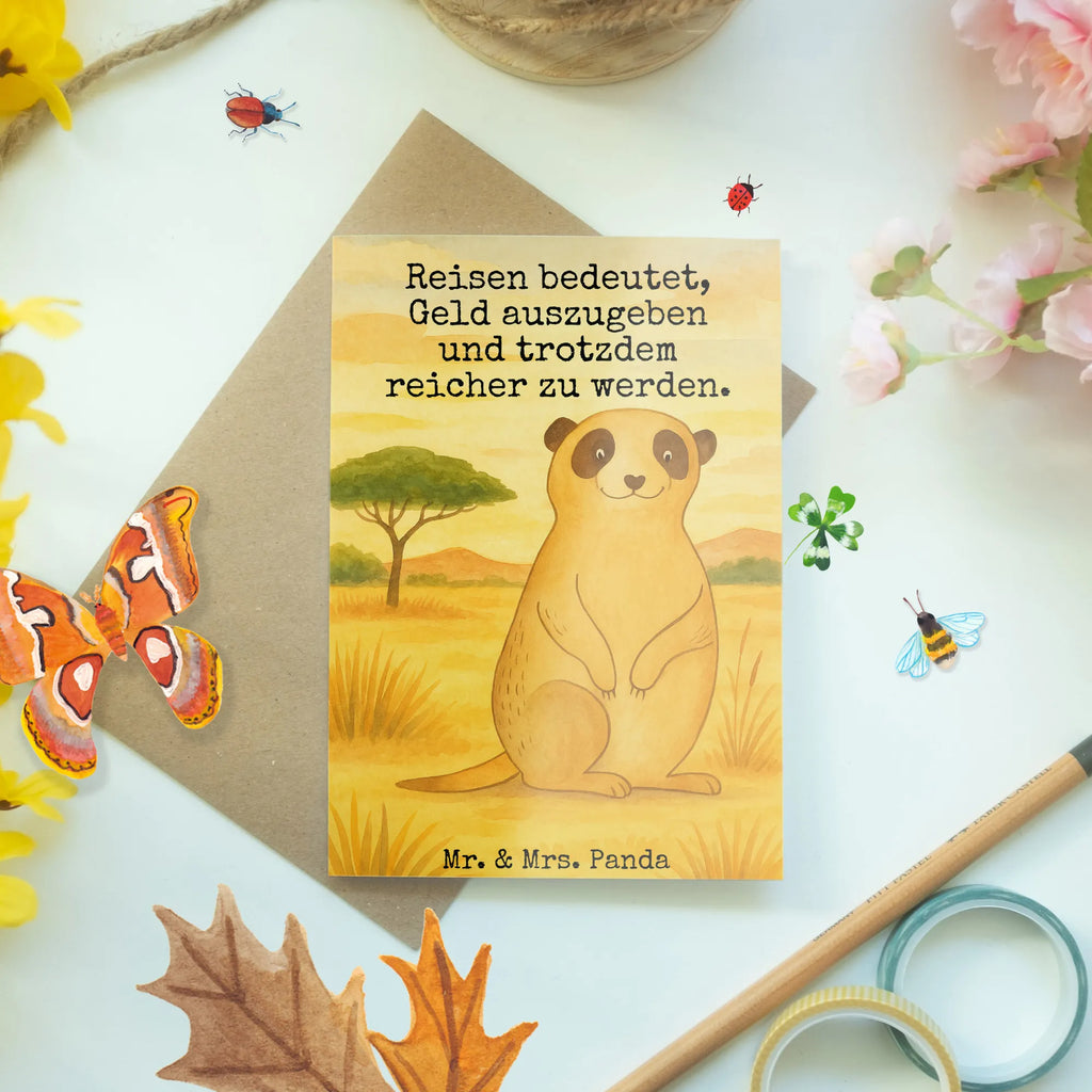 Grußkarte Erdmännchen Design Grußkarte, Klappkarte, Einladungskarte, Glückwunschkarte, Hochzeitskarte, Geburtstagskarte, Karte, Ansichtskarten, Afrika, Wildtiere, Erdmännchen, Reisen, Spruch, Weltreise, Afrikareise, Roadtrip, Traveling