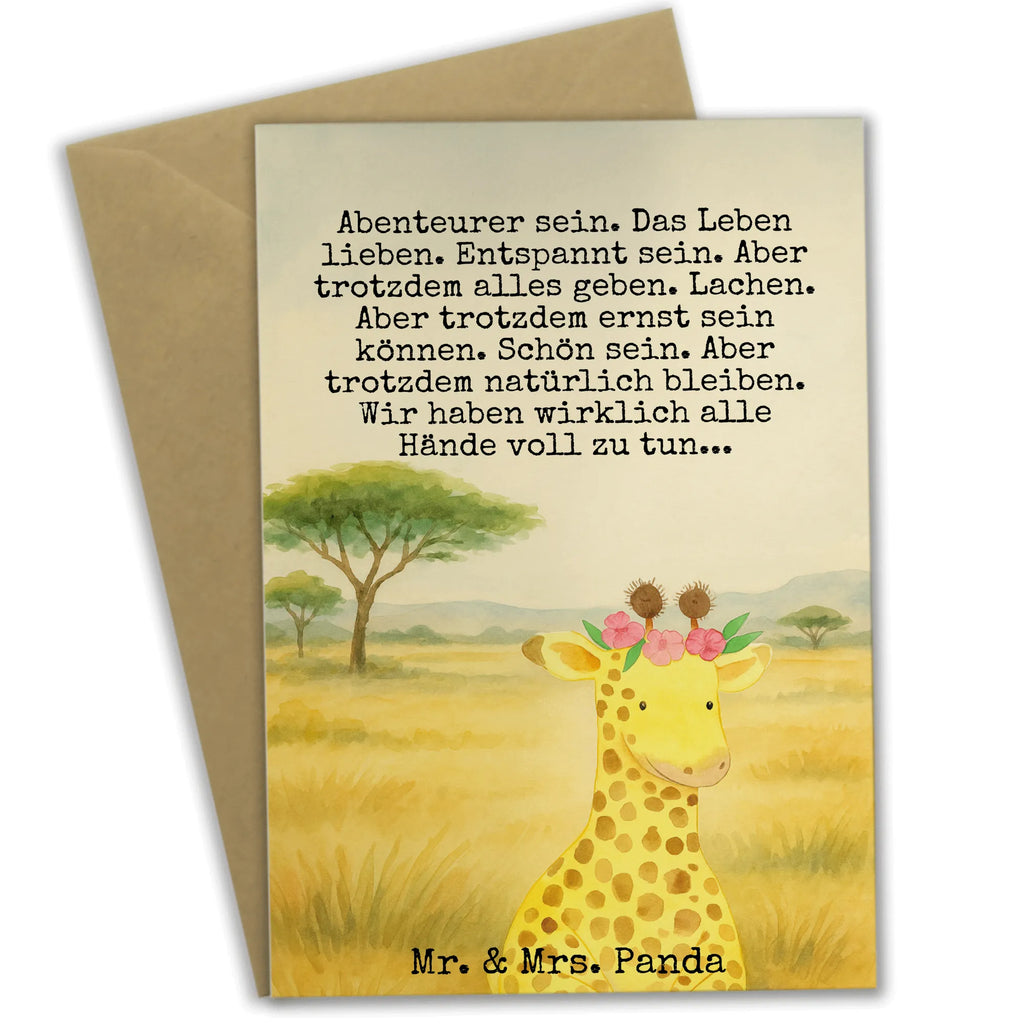 Grußkarte Giraffe Blumenkranz Design Grußkarte, Klappkarte, Einladungskarte, Glückwunschkarte, Hochzeitskarte, Geburtstagskarte, Karte, Ansichtskarten, Afrika, Wildtiere, Giraffe, Blumenkranz, Abenteurer, Selbstliebe, Freundin
