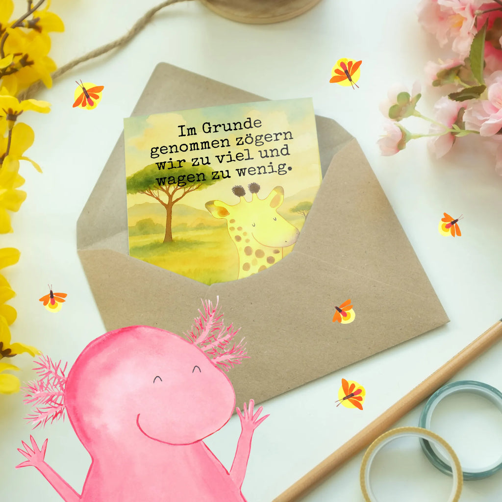 Grußkarte Giraffe Zufrieden Design Grußkarte, Klappkarte, Einladungskarte, Glückwunschkarte, Hochzeitskarte, Geburtstagskarte, Karte, Ansichtskarten, Afrika, Wildtiere, Giraffe, Zufrieden, Glück, Abenteuer