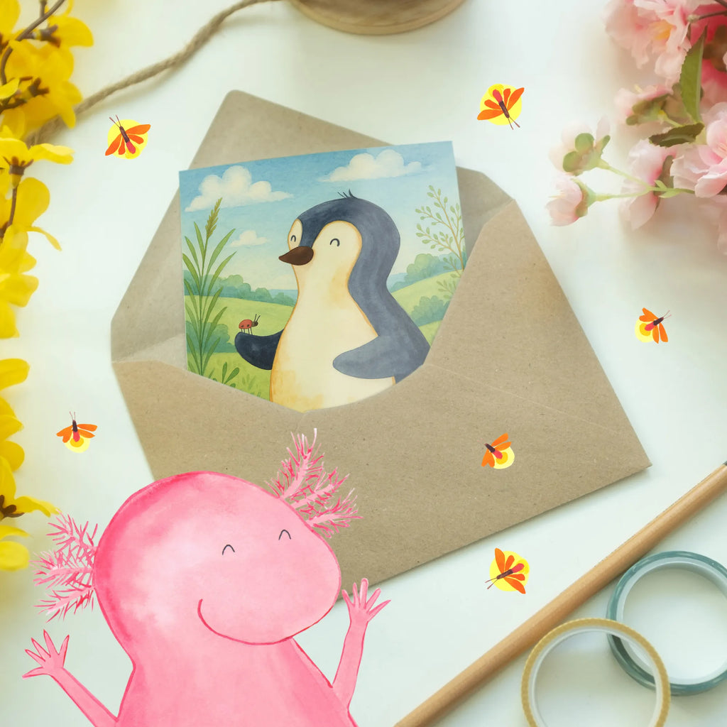 Kartka okolicznościowa Pingwin biedronka Design Ansichtskarten, Klappkarte, Geburtstagskarte, Hochzeitskarte, Glückwunschkarte, Grußkarte, Einladungskarte, Karte, Pinguin, Lebensfreude, Pinguine, Glück, Wunder, Liebe, Marienkäfer, Freude