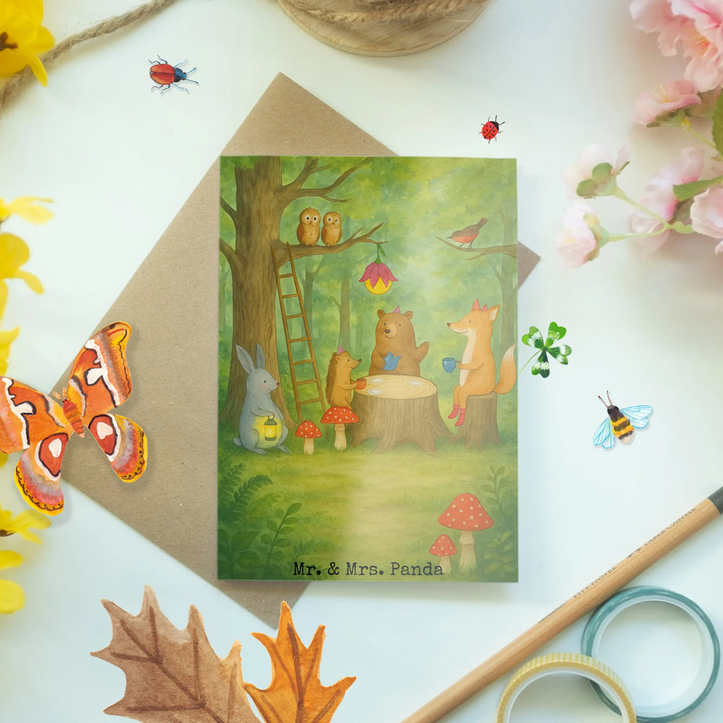 Grußkarte Waldtiere Picknick Design Grußkarte, Klappkarte, Einladungskarte, Glückwunschkarte, Hochzeitskarte, Geburtstagskarte, Karte, Ansichtskarten, Tiermotive, Gute Laune, lustige Sprüche, Tiere, Waldtiere, Picknick, Wald, Fuchs, Hase, Igel, Maus, Eichhörnchen