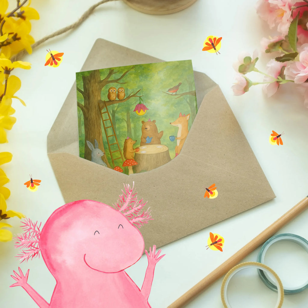 Grußkarte Waldtiere Picknick Design Grußkarte, Klappkarte, Einladungskarte, Glückwunschkarte, Hochzeitskarte, Geburtstagskarte, Karte, Ansichtskarten, Tiermotive, Gute Laune, lustige Sprüche, Tiere, Waldtiere, Picknick, Wald, Fuchs, Hase, Igel, Maus, Eichhörnchen