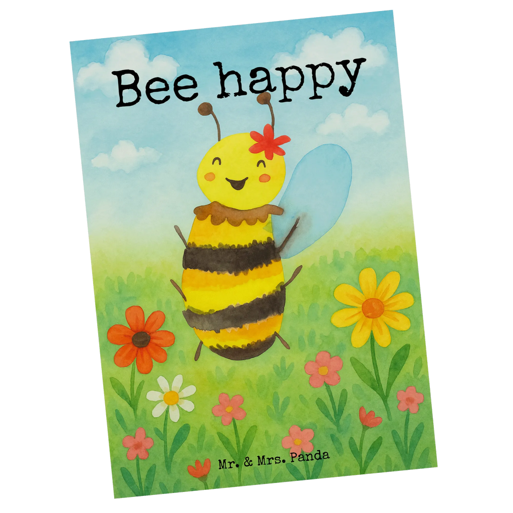 Postcard bee happy Design Postkarte, Karte, Geschenkkarte, Grußkarte, Einladung, Ansichtskarte, Geburtstagskarte, Einladungskarte, Dankeskarte, Ansichtskarten, Einladung Geburtstag, Einladungskarten Geburtstag, Biene, Wespe, Hummel