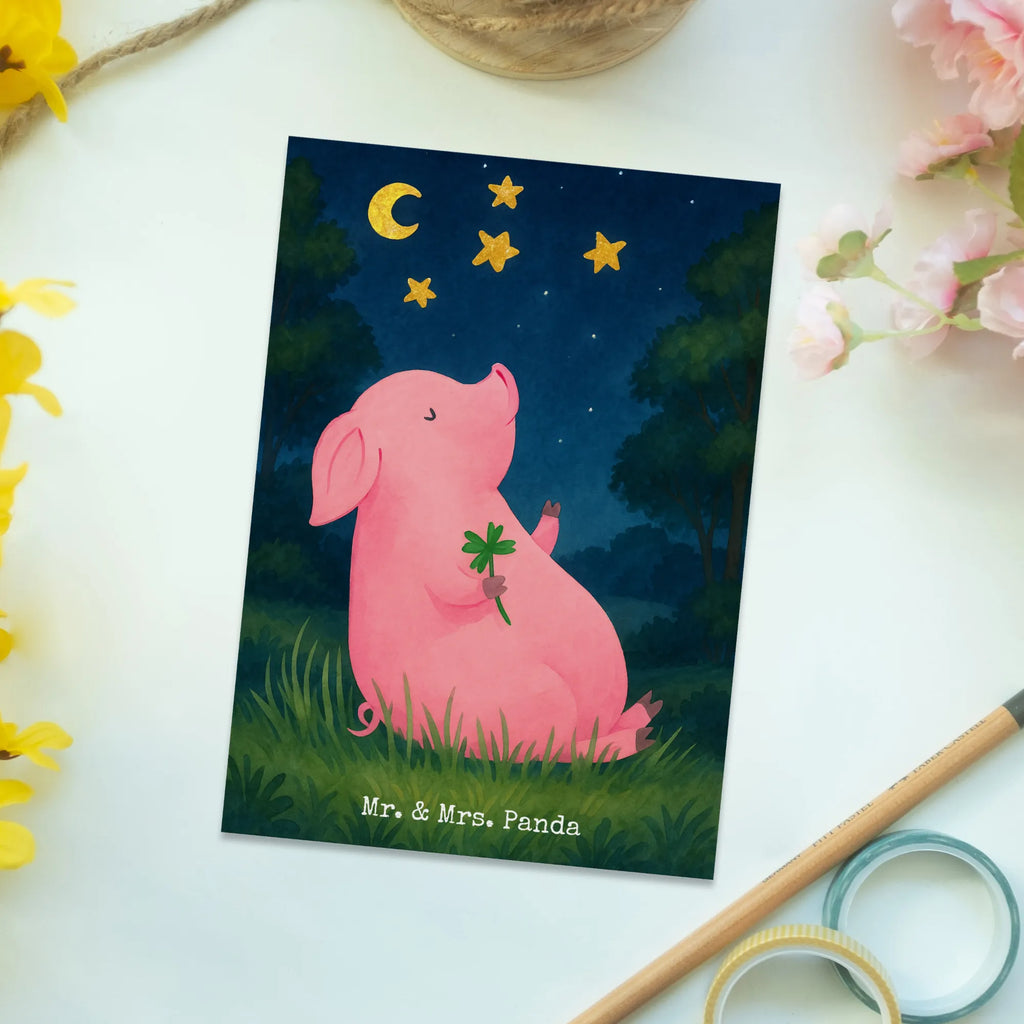Postcard Pig Luck Design Einladung Geburtstag, Einladungskarten Geburtstag, Einladungskarte, Grußkarte, Postkarte, Ansichtskarte, Einladung, Ansichtskarten, Karte, Dankeskarte, Geburtstagskarte, Geschenkkarte, Tiermotive, Gute Laune, lustige Sprüche, Tiere, Motivation, Glücksbringer, Sterne, Träume, Schweinchen, Glücksschwein. Glück, Ziele, Sernchen, Schwein