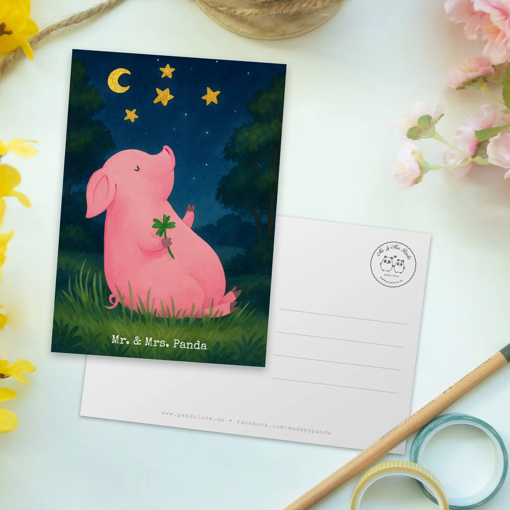 Postcard Pig Luck Design Einladung Geburtstag, Einladungskarten Geburtstag, Einladungskarte, Grußkarte, Postkarte, Ansichtskarte, Einladung, Ansichtskarten, Karte, Dankeskarte, Geburtstagskarte, Geschenkkarte, Tiermotive, Gute Laune, lustige Sprüche, Tiere, Motivation, Glücksbringer, Sterne, Träume, Schweinchen, Glücksschwein. Glück, Ziele, Sernchen, Schwein