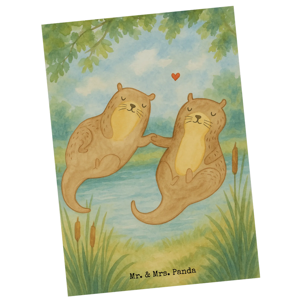 Postcard otter holding hands Design Postkarte, Karte, Geschenkkarte, Grußkarte, Einladung, Ansichtskarte, Geburtstagskarte, Einladungskarte, Dankeskarte, Ansichtskarten, Einladung Geburtstag, Einladungskarten Geburtstag, Otter, Fischotter, Seeotter, Otter Seeotter See Otter