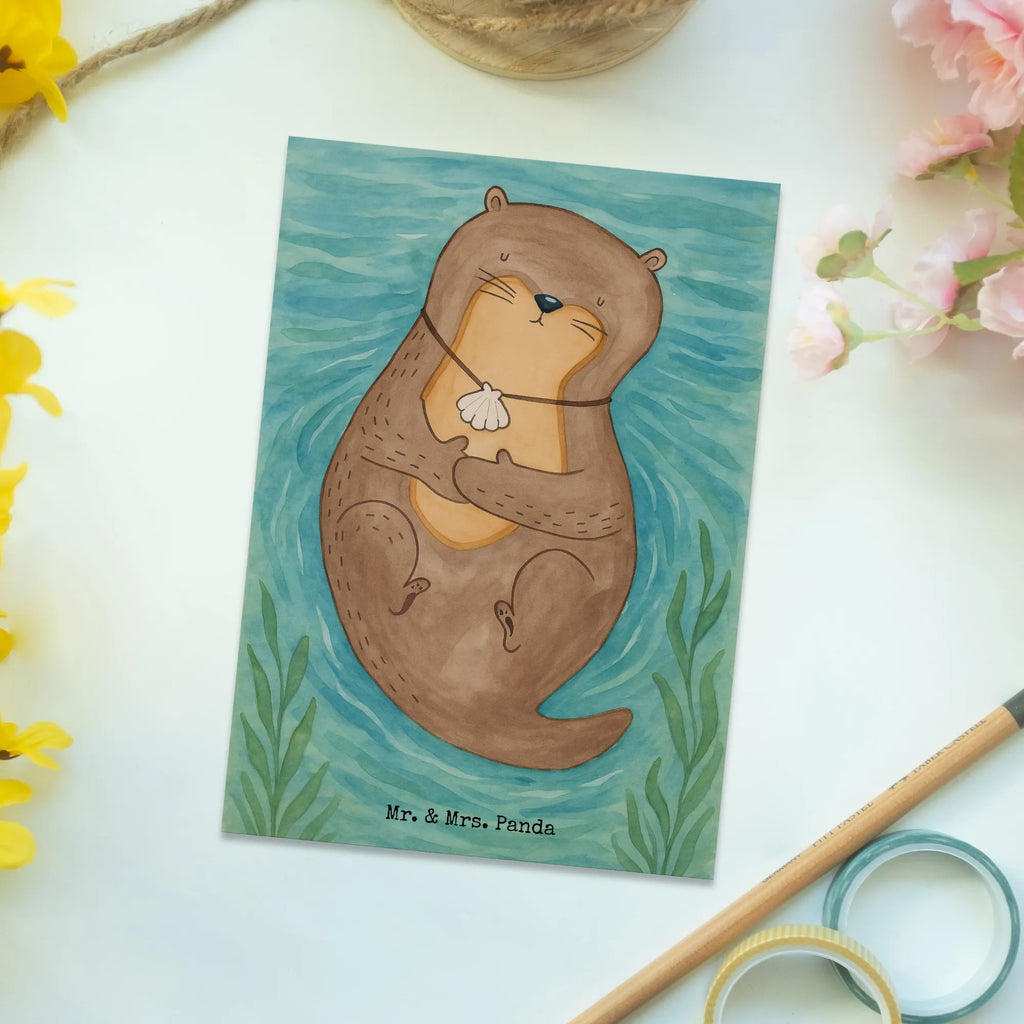 Postcard otter shell Design Ansichtskarten, Ansichtskarte, Postkarte, Karte, Einladungskarte, Einladung Geburtstag, Geschenkkarte, Geburtstagskarte, Grußkarte, Einladung, Dankeskarte, Einladungskarten Geburtstag, Otter, Fischotter, Seeotter, Büro, Motivation, grübeln, Otterliebe, träumen, Tagträumen